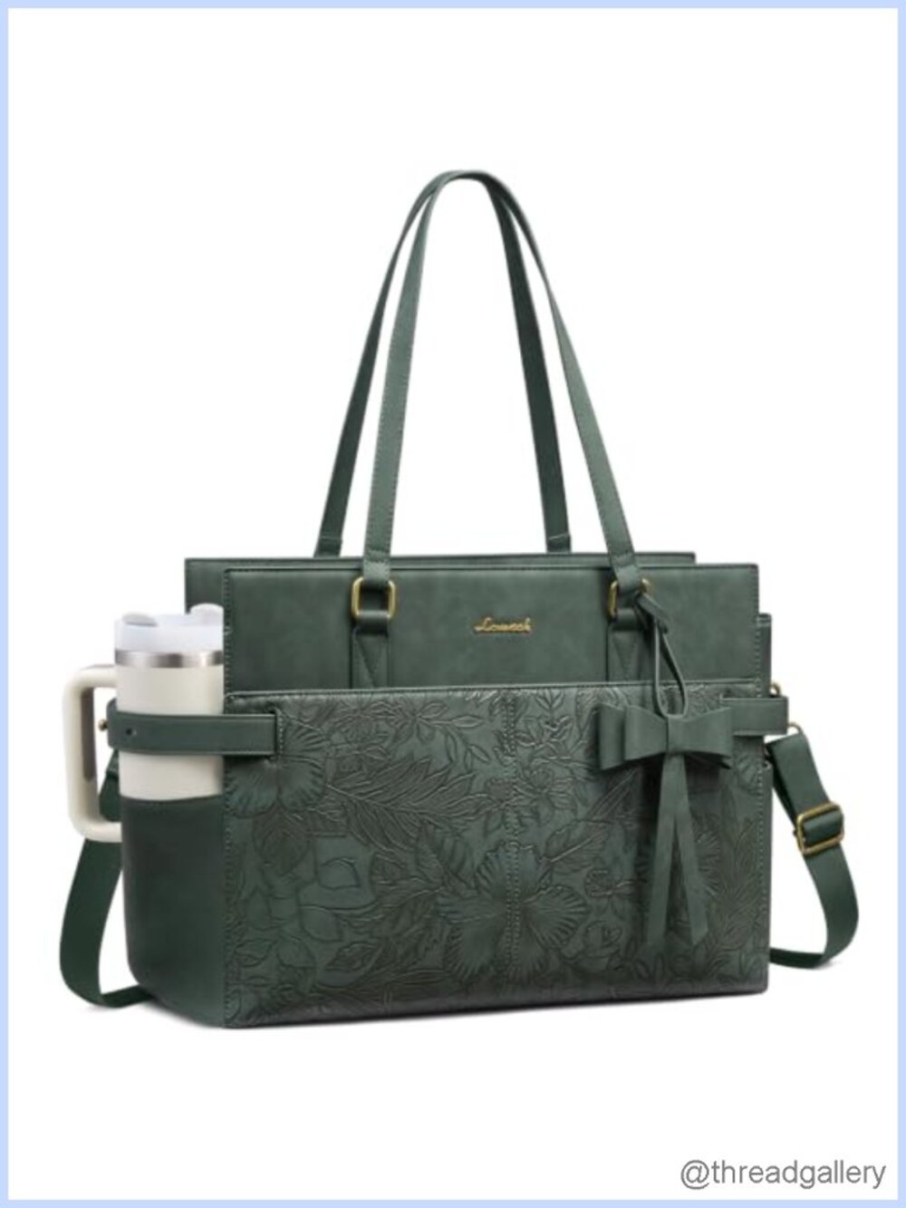LOVEVOOK Laptop Bag for Women Work Tote PU Faux Leather